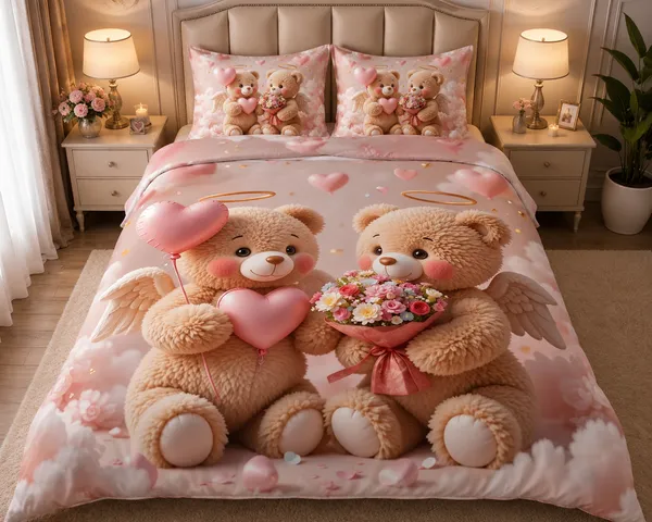 7D_Digital_Cute_Brown_Teddy's_Queen_size_Bedsheet_(Buy_1_Get_1)