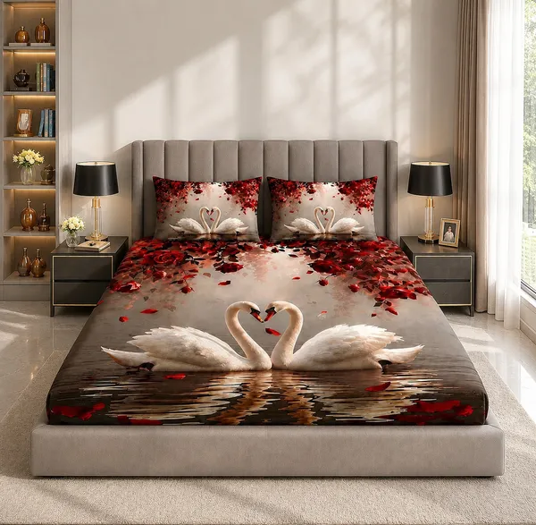 7D_Digital_Printed_Swan_Home_Collective_Cotton_Double_Bedsheet_With_2_Pillow_Covers_(20*30_Inches)_For_Home_Bedroom