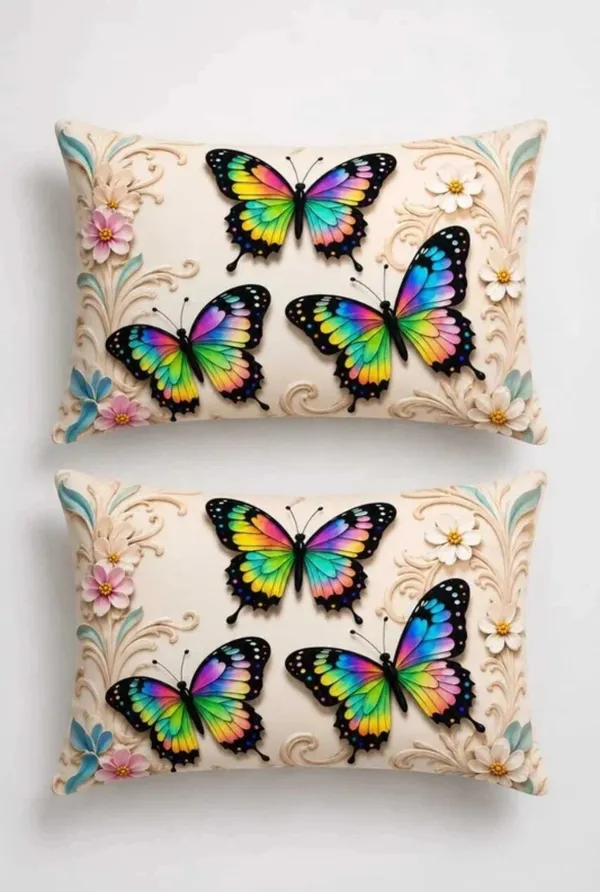 7D_Digital_Magical_Rainbow_Butterfly__Queen_size_Bedsheet_(Buy_1_Get_1)