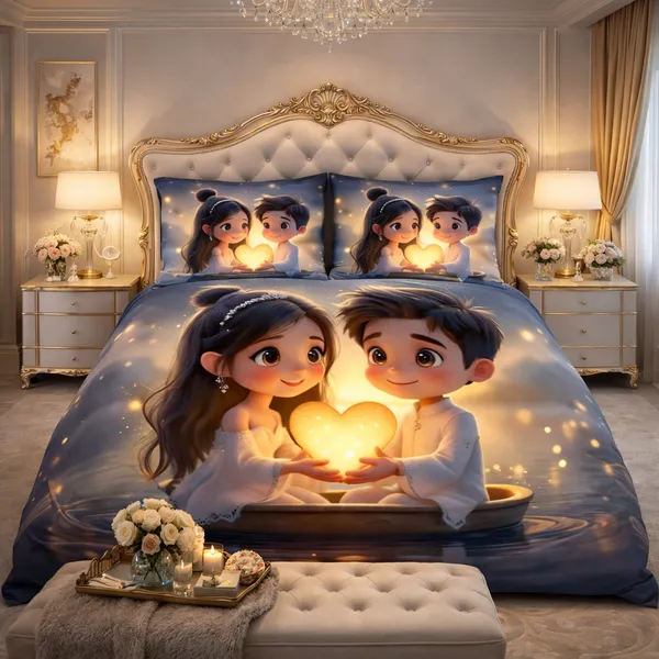 7D_Digital_Romantic_Couples_Queen_size_Bedsheet_(Buy_1_Get_1)