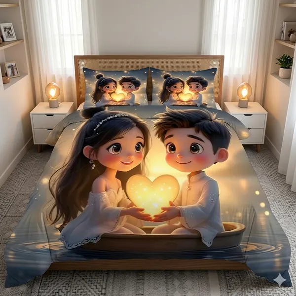 7D_Digital_Romantic_Couples_Queen_size_Bedsheet_(Buy_1_Get_1)