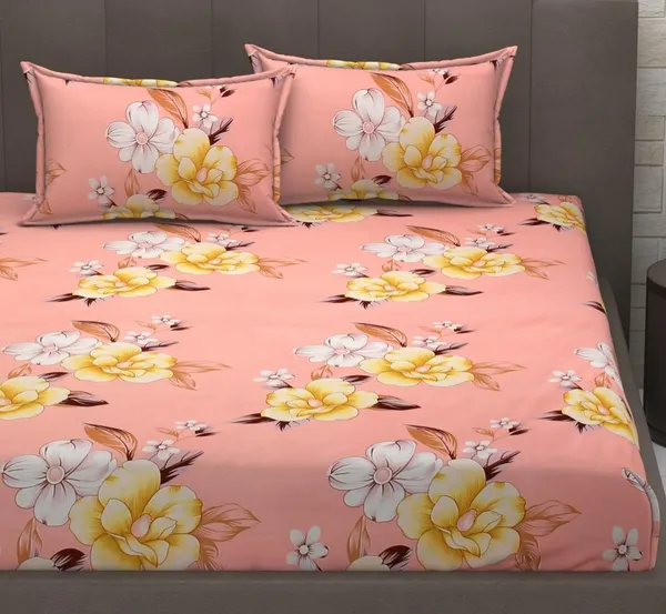 Premium_Cotton__King_size_Elastic_Fitted_Bedsheet_with_2_Pillow_covers_(Buy_1_Get_1_Free_)