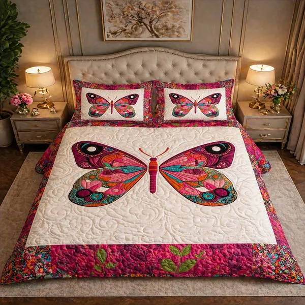 7D_Digital_Red_Butterfly_Queen_size_Bedsheet_(Buy_1_Get_1)