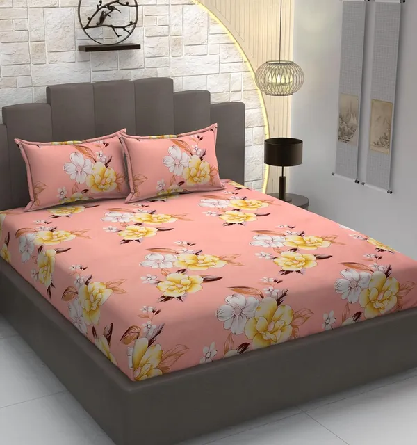 Premium_Cotton__King_size_Elastic_Fitted_Bedsheet_with_2_Pillow_covers_(Buy_1_Get_1_Free_)