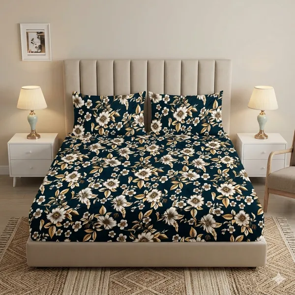 Woolen_Winter_Warm_Elastic_Fitted_King_size_Bedsheet_with_2_Pillow_covers_