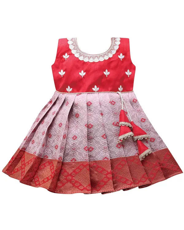 Girls_Jacquard_Silk_Frock_Dress
