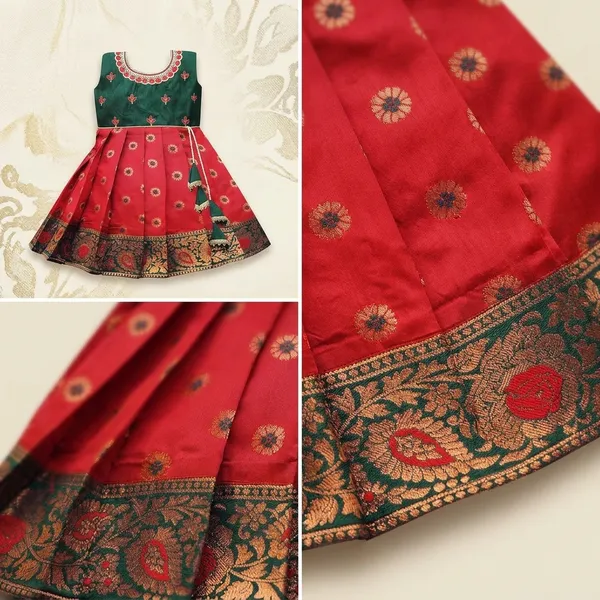 South_Indian_Jacquard_Silk_Frock_Dress