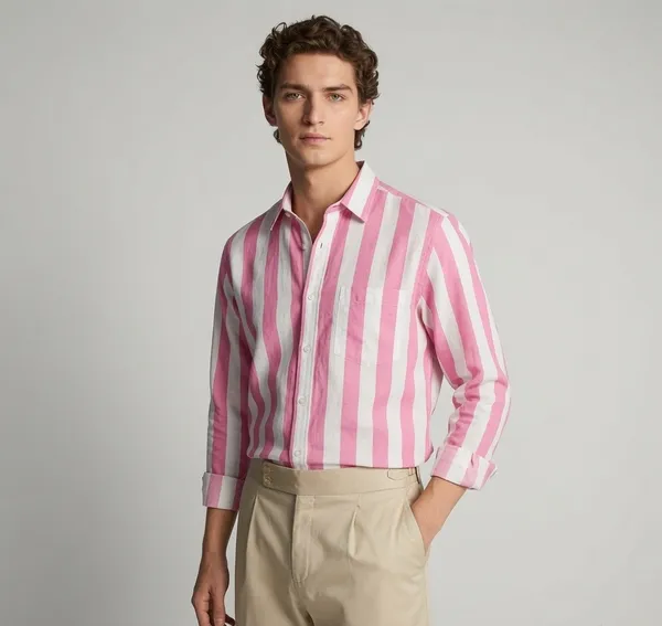 Pink_And_Green_Cotton_80%_With_Polyster_20%_Regular_Fit_Shirt_For_Men_Pack_Of_2