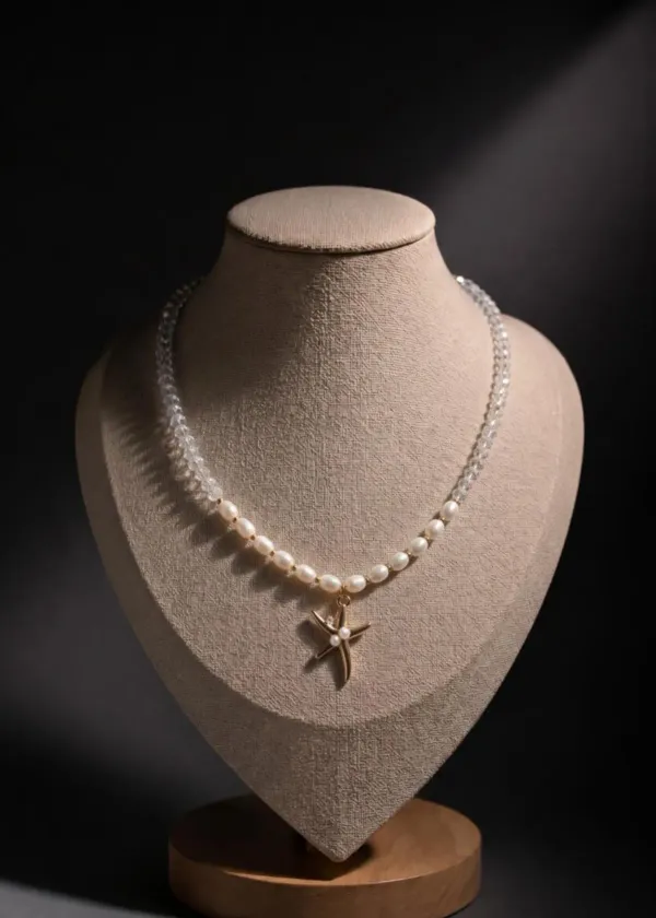 White_Beaded_Necklace_With_Starfish_Pendant