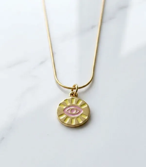 Yellow_And_Golden_Alloy_Metal_Enamel_Evil_Eye_Sunburst_Pendant_Necklace_For_More
