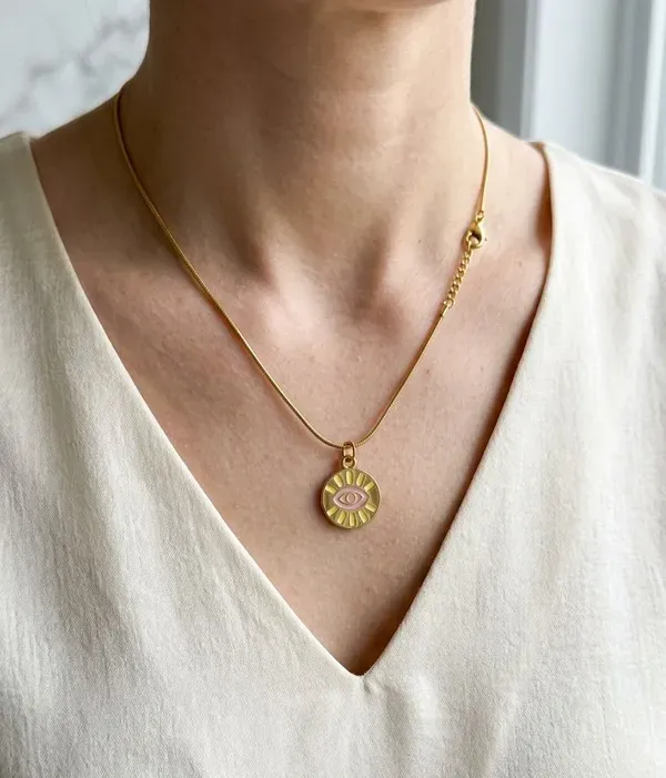 Yellow_And_Golden_Alloy_Metal_Enamel_Evil_Eye_Sunburst_Pendant_Necklace_For_More