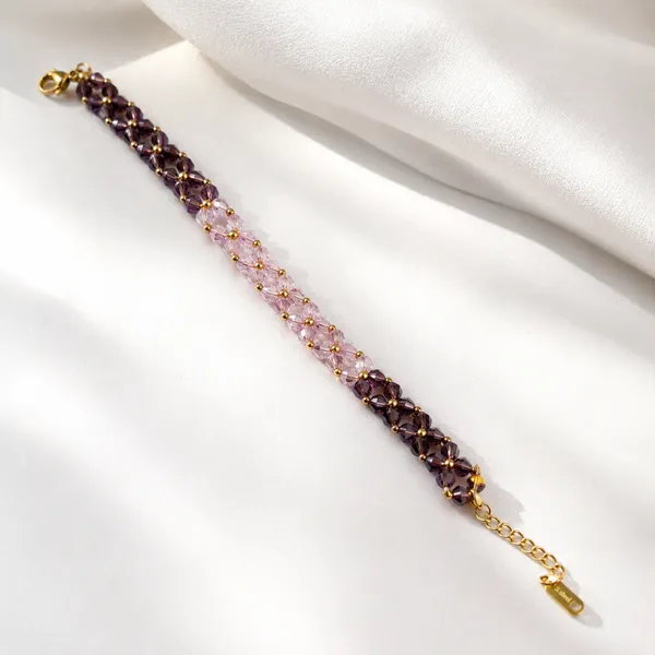 Floral_Beaded_Bracelet_-_Purple_Gradient