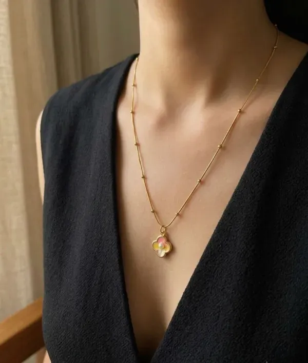 Gold_Multicolour_Alloy_Metal_Enamel_Floral_Pearl_Pendant_Necklace_For_Women