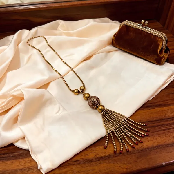 Golden_Brass_Dokra_Beaded_Tassel_Long_Chain_Necklace_For_Women