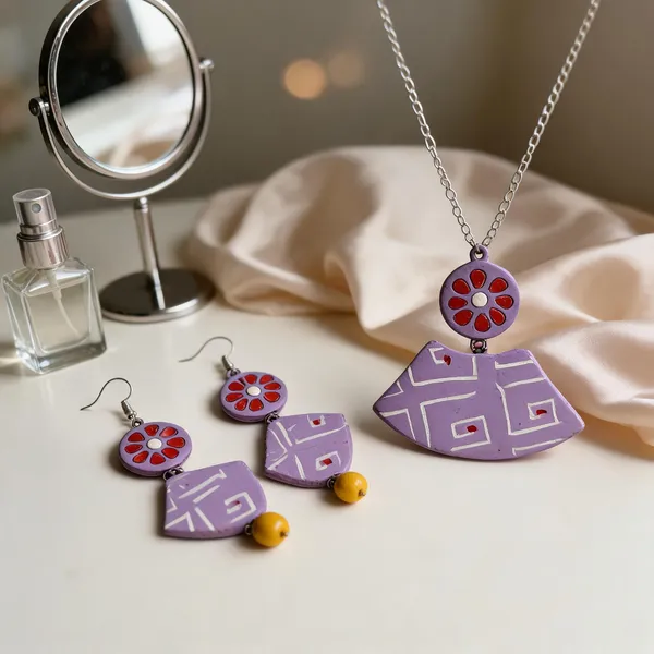 Blue_Red_Terracotta_Handpainted_Floral_Necklace_Set_With_Earrings_For_Women
