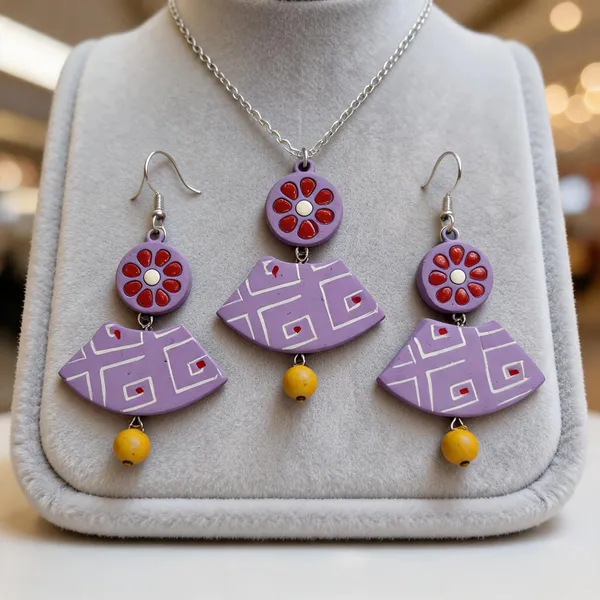 Blue_Red_Terracotta_Handpainted_Floral_Necklace_Set_With_Earrings_For_Women