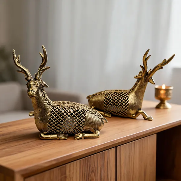Brass_Dokra_Antique_Finish_Sitting_Deer_Figurines_Set_Of_2