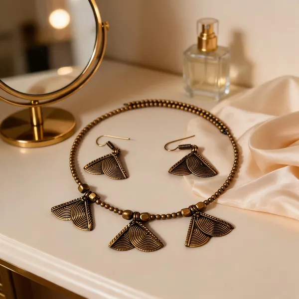 Golden_Brass_Dokra_Hasli_Oxidized_Fan_Pendant_Necklace_Set_For_Women