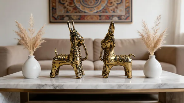 Brass_Dokra_Handcrafted_Horse_Figurines_Set_Of_2