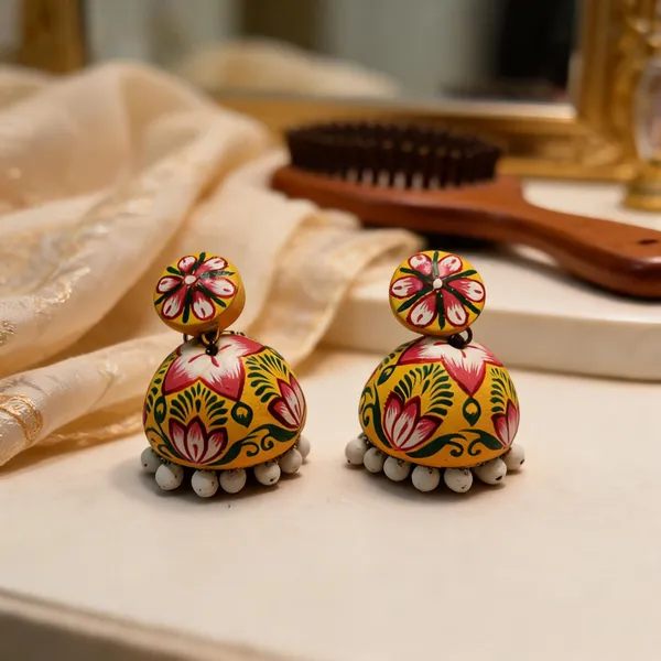 Multicolour_Terracotta_Hand_Painted_Floral_Jhumka_Earrings_For_Women