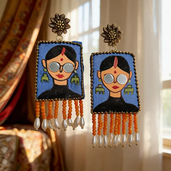 Multicolour_Fabric_Hand_Painted_Bohemian_Beaded_Tassel_Earrings_For_Women