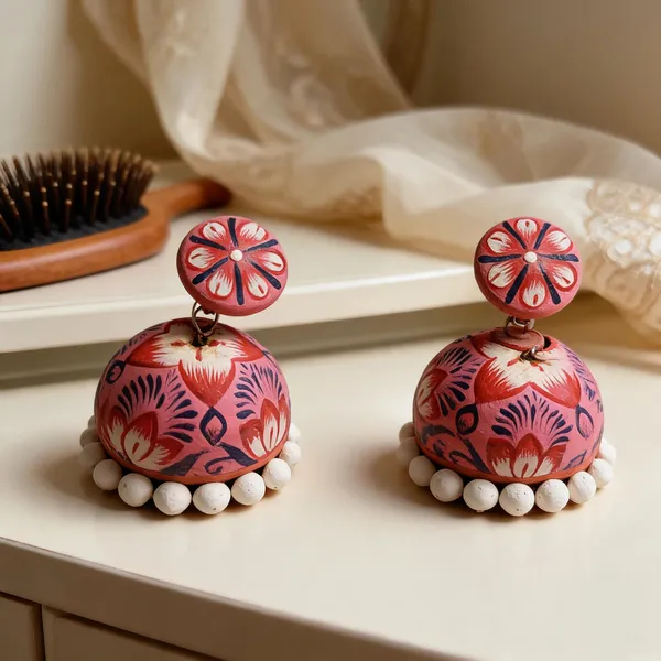 Multicolour_Terracotta_Hand_Painted_Jhumka_Earrings_For_Women