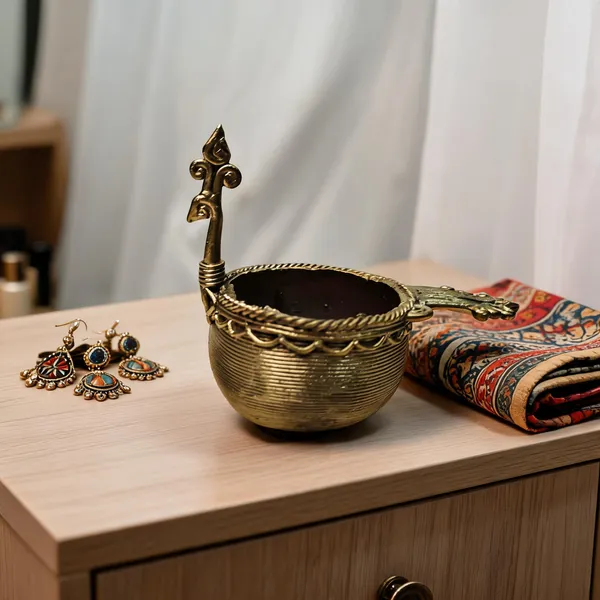 Brass_Dokra_Handcrafted_Peacock_Shape_Decorative_Utility_Box