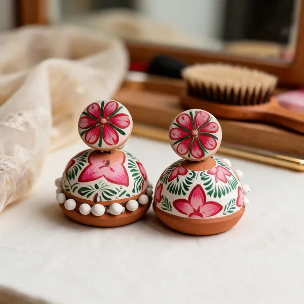Multicolour_Terracotta_Hand_Painted_Floral_Jhumka_Earrings_For_Women