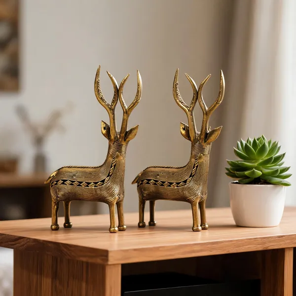 Brass_Dokra_Antique_Finish_Standing_Deer_Showpiece_Set_Of_2