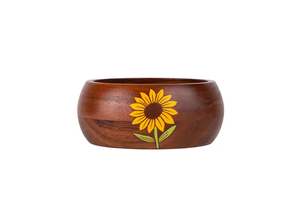 Brown_Wooden_Sunflower_Hand-Painted_Bowl