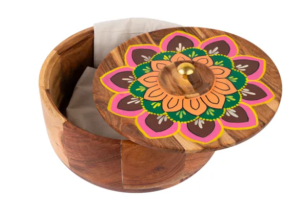Wooden_Floral_Hand-Painted_Round_Roti_Box_With_Lid