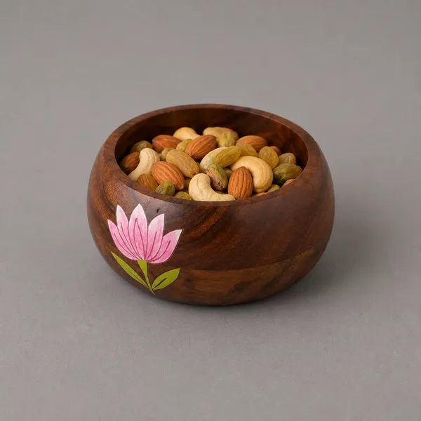 Brown_Wooden_Lotus_Painted_Serving_Bowl