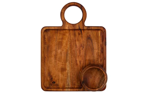 Femora_Wooden_Square_Platter_With_Handle_And_Bowl