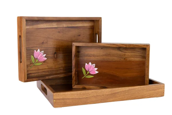 Wooden_Serving_Tray_Set_With_Pink_Lotus_Floral_Design