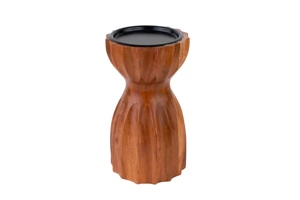 Wooden_Carved_Pedestal_Candle_Stand_With_Black_Metal_Top