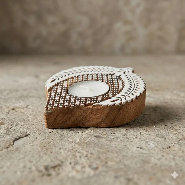 Wooden_Peacock_Feather_Design_Tealight_Candle_Stand