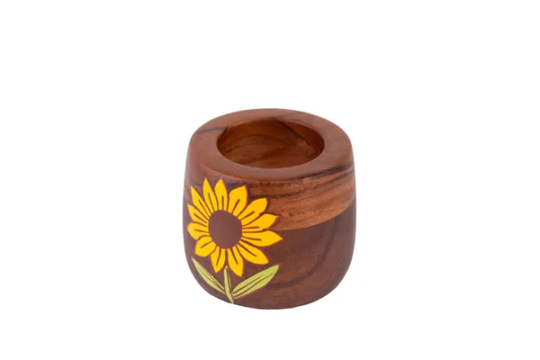 Handcrafted_Wooden_Sunflower_Painted_Candle_Holder