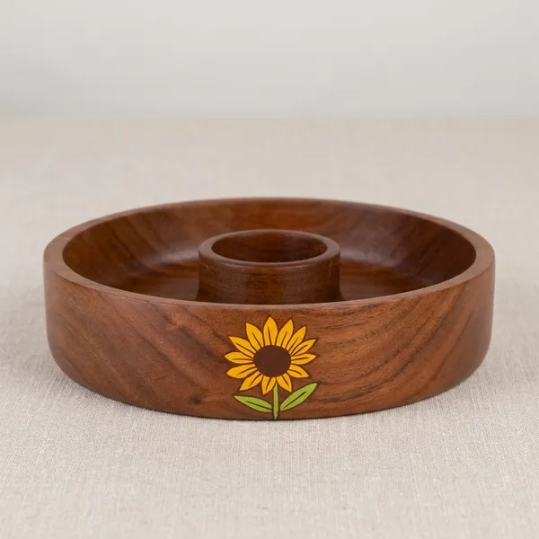 Wooden_Sunflower_Design_Chip_And_Dip_Bowl