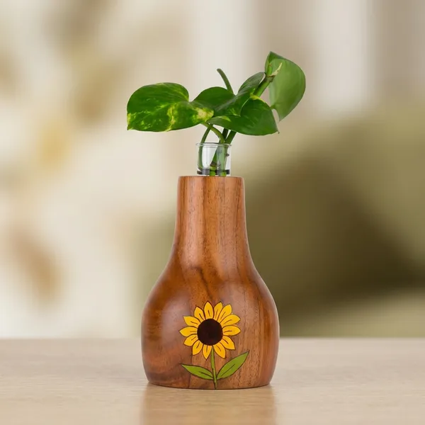 Wooden_Sunflower_Print_Bulb_Shaped_Vase