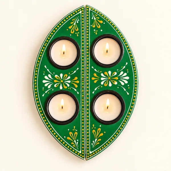 Pallav_–_Hand-Painted_Leaf_Tealight_Holder_Set