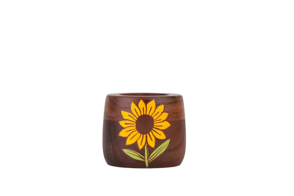 Handcrafted_Wooden_Sunflower_Painted_Candle_Holder