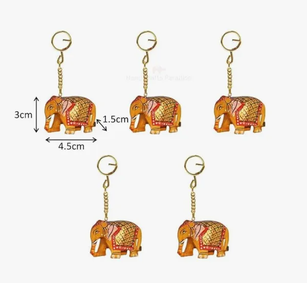 Wooden_Elephant_Carved_And_Painted_Key_Chains_Set_Of_5_Pc