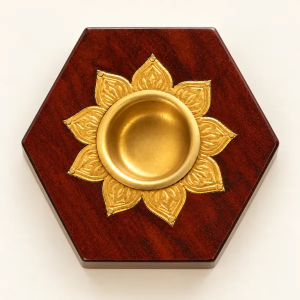 Wooden_&_Brass_Lotus_Tealight_Holder