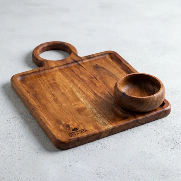 Femora_Wooden_Square_Platter_With_Handle_And_Bowl