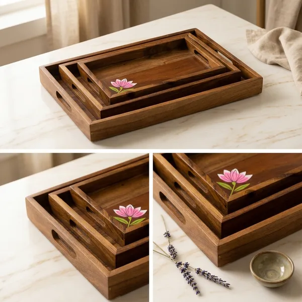 Wooden_Serving_Tray_Set_With_Pink_Lotus_Floral_Design