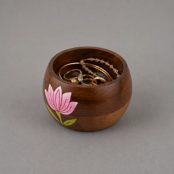 Brown_Wood_Hand_Painted_Lotus_Design_Round_Bowl