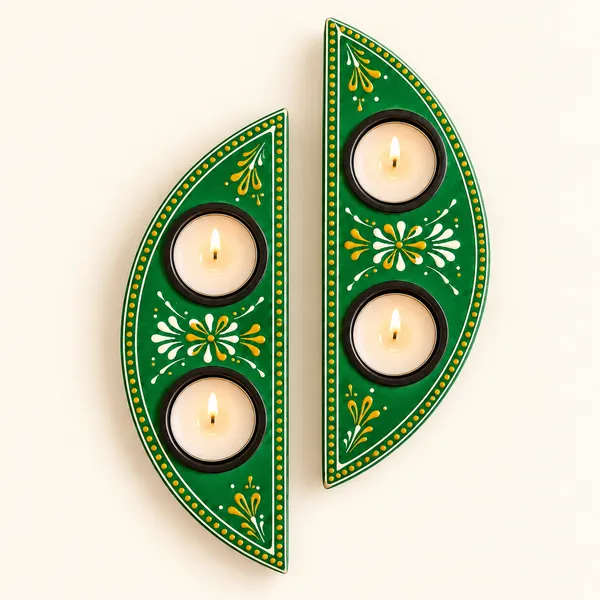 Pallav_–_Hand-Painted_Leaf_Tealight_Holder_Set