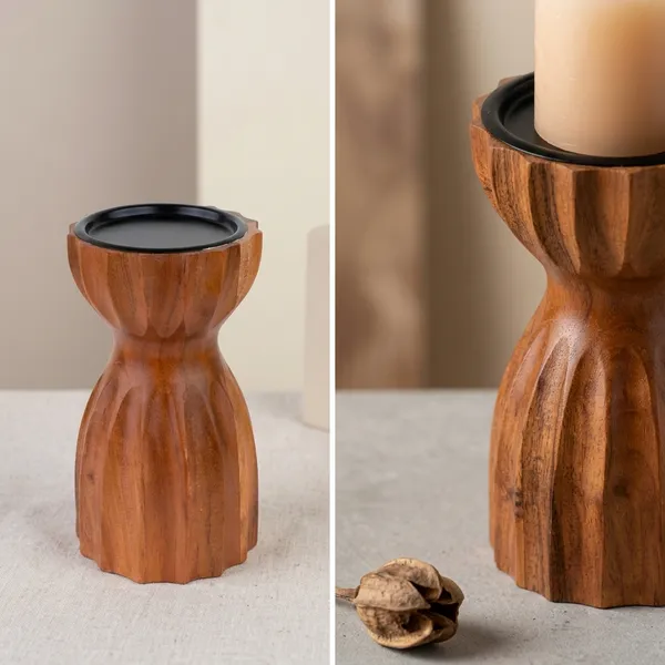 Wooden_Carved_Pedestal_Candle_Stand_With_Black_Metal_Top