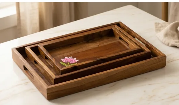 Wooden_Serving_Tray_Set_With_Pink_Lotus_Floral_Design