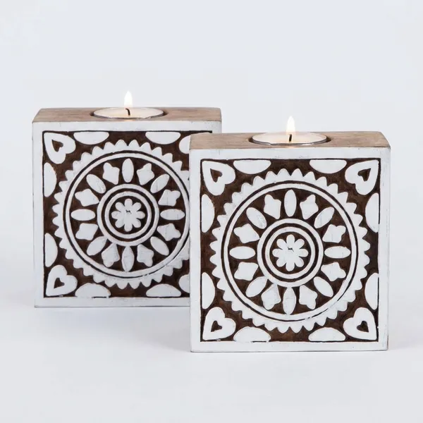 White_Decorative_Mandala_Tile_Tealight_Candle_Stand_-_Pack_Of_2